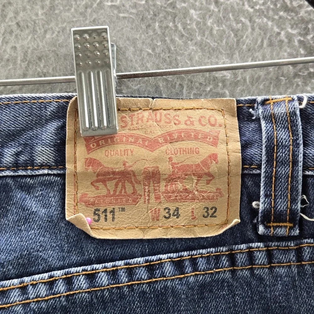 Levi's 511 Men Jeans 34X32 Blue Denim Skinny 31